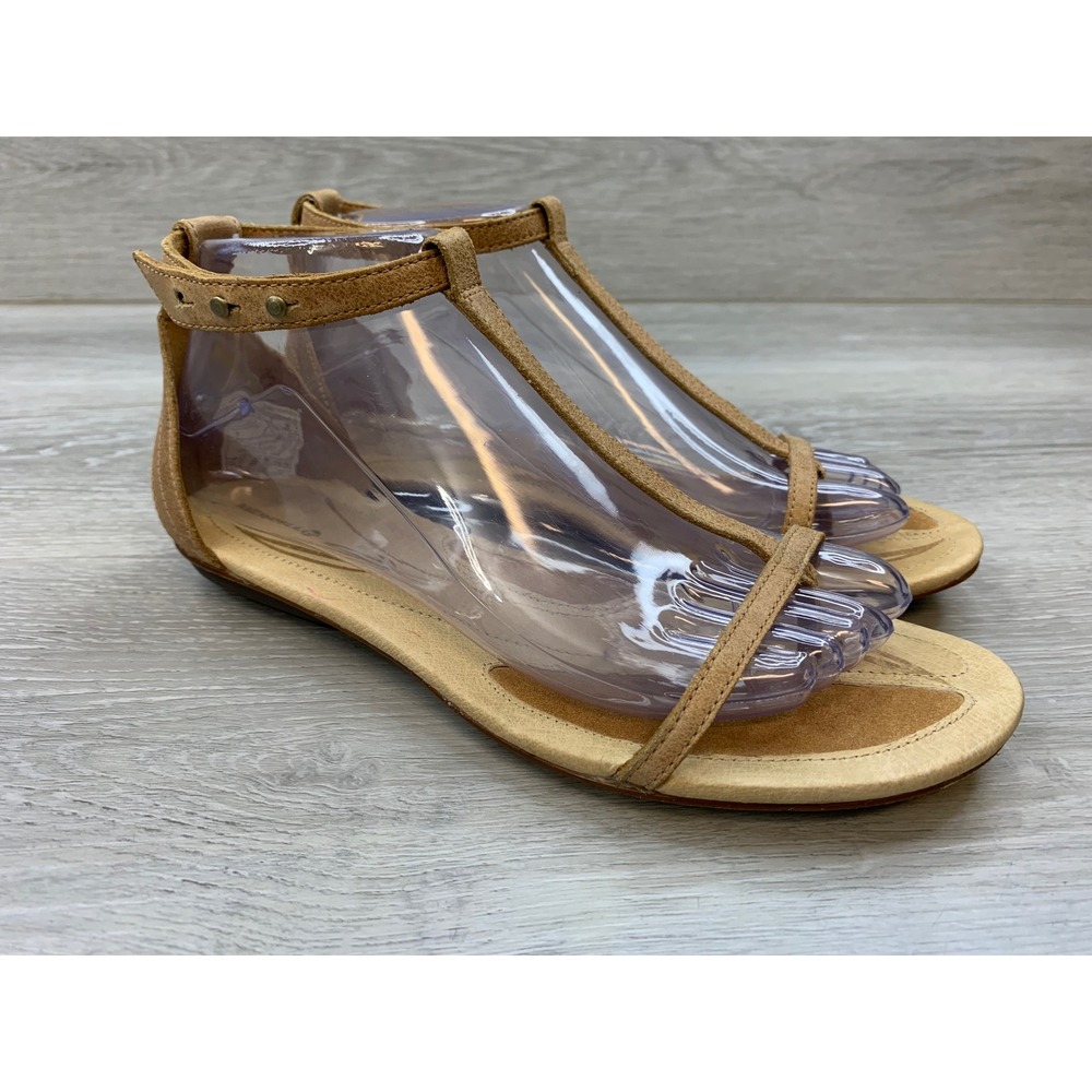 Merrell Fawn Tan Leather T-Strap Flat Sandals Women's 7 Shoes